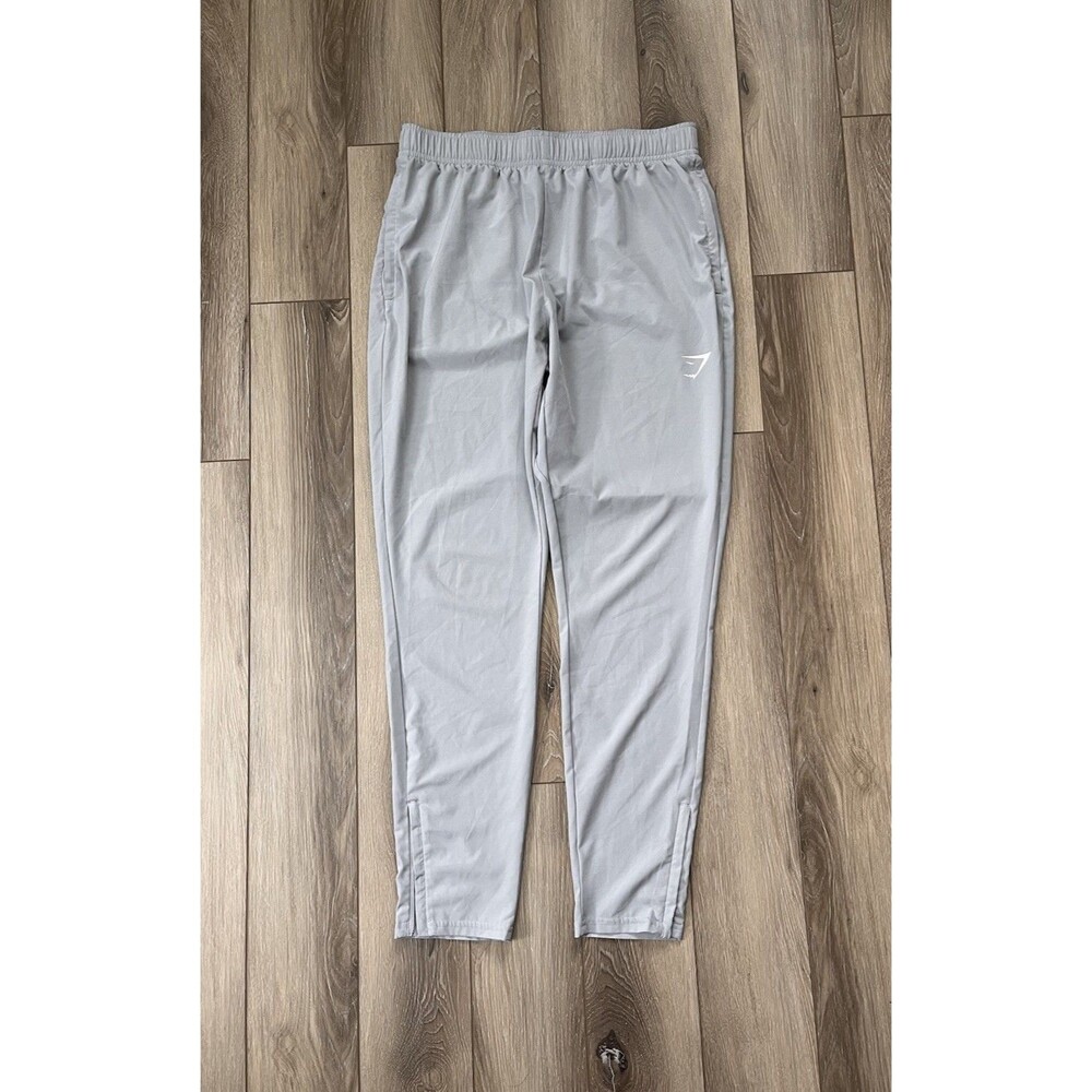 Gymshark Arrival Woven Joggers Light Gray Mens Sz Medium Gym Ankle Zip Tapered